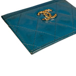 Chanel Blue Patent Quilted CC Cardholder 2016