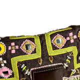 Fendi Canvas Baguette Dark Brown Beaded