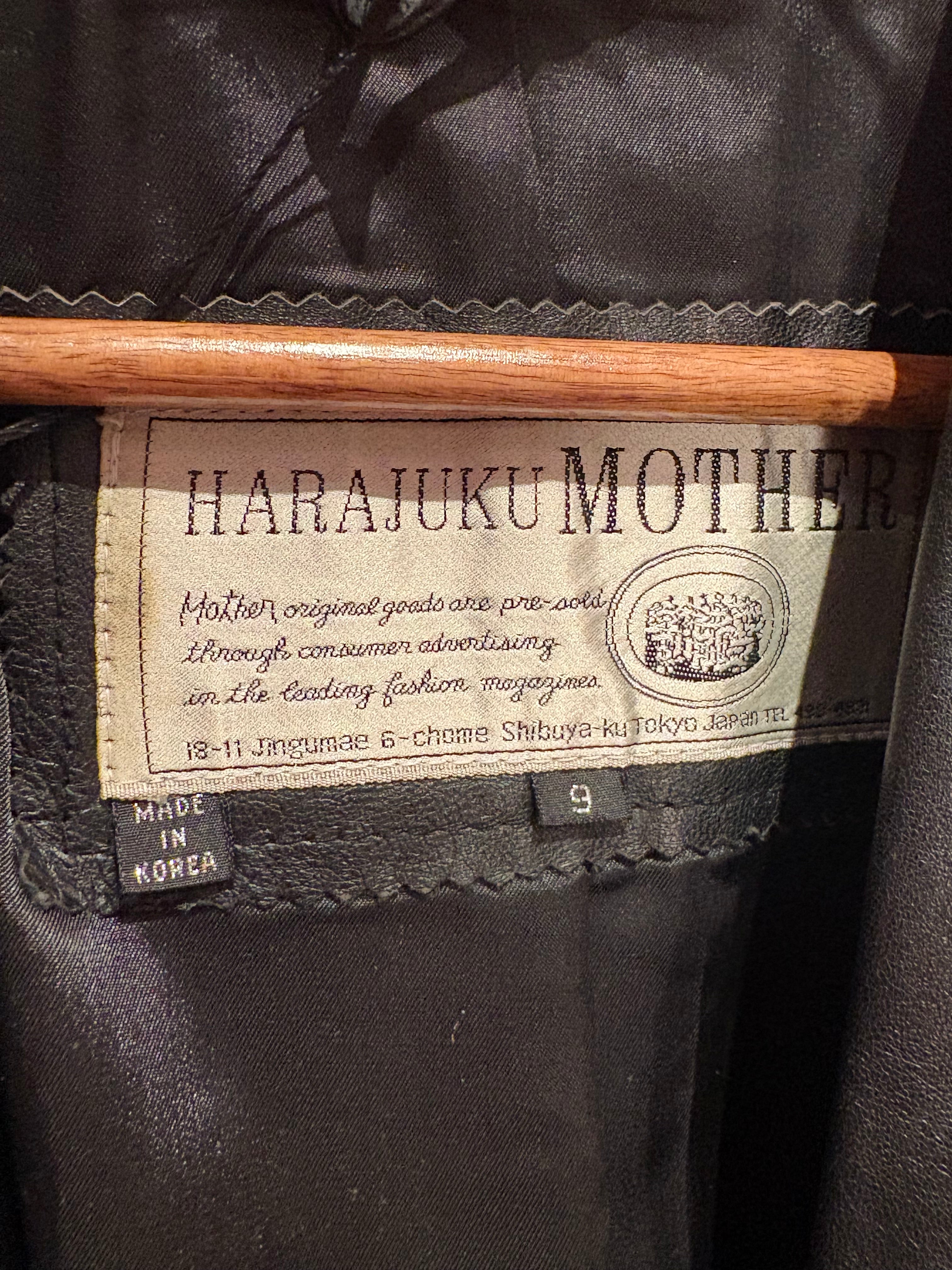 Harajuku Mother Black Leather Coat