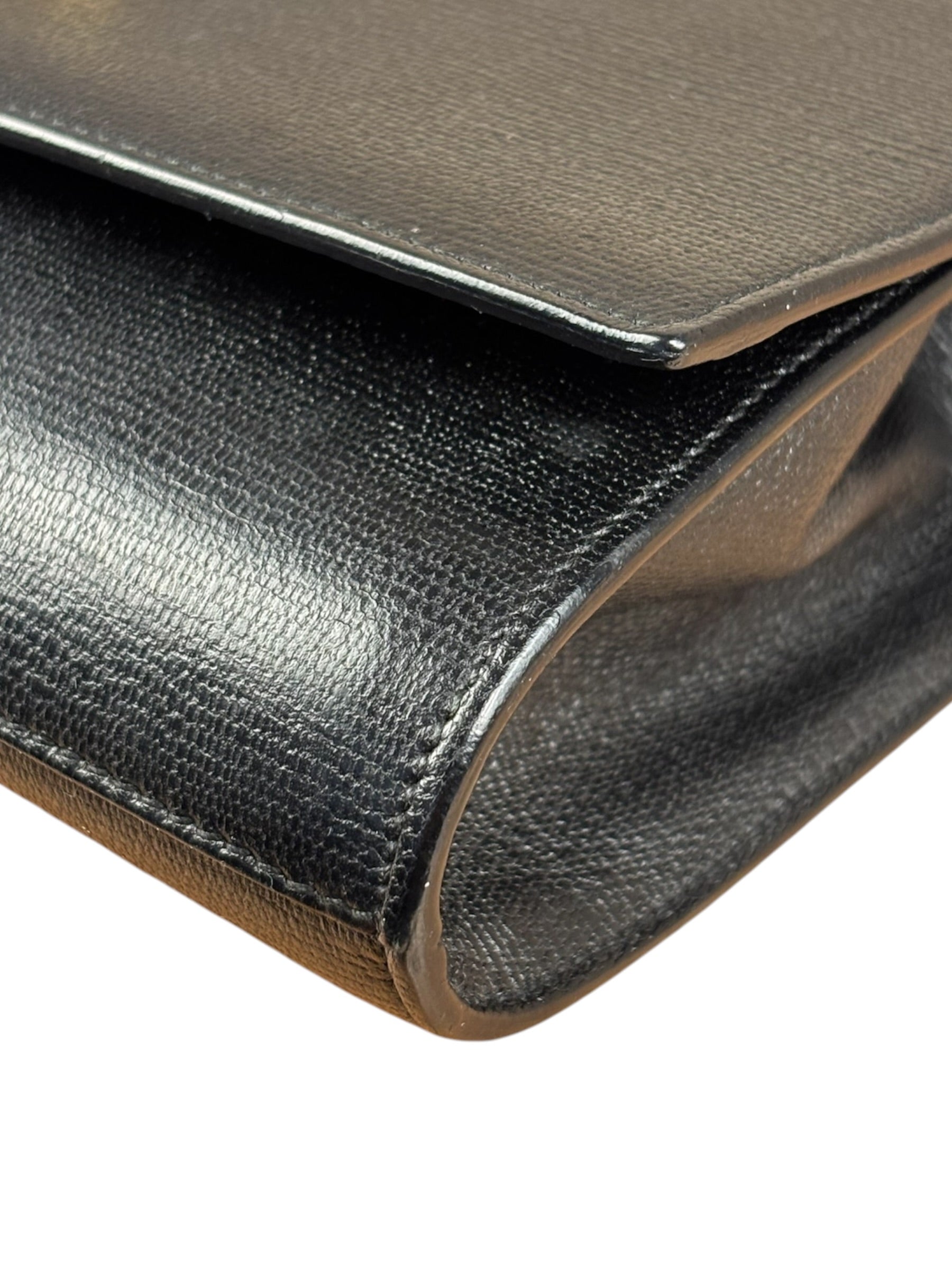 Yves Saint Laurent Black Leather Chyc Y Clutch Replacement Chain