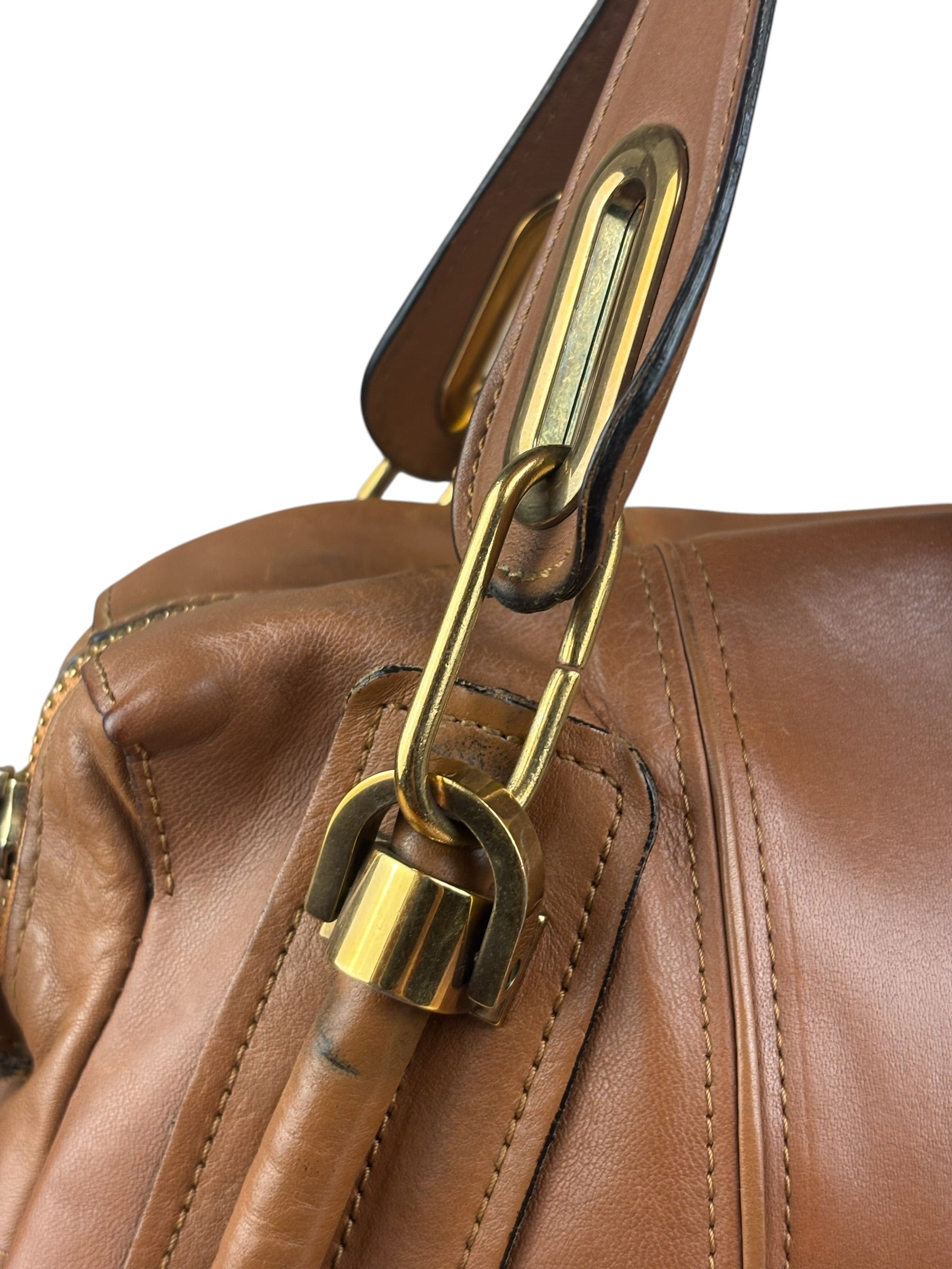Chloe Caramel Tan Leather Paraty Medium Two-Way Bag