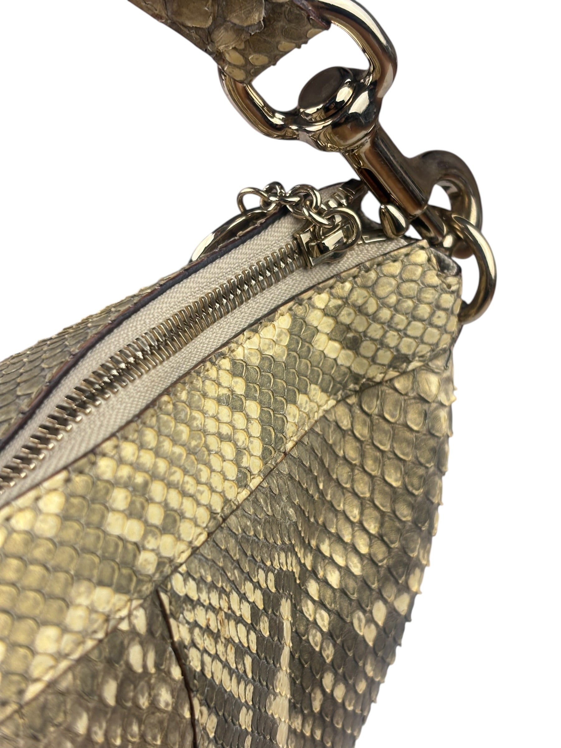 Gucci Light Sand Tones Python Hobo Bag