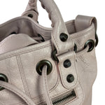 Balenciaga Baby Pink Leather Pompon Moto City 2Way Bucket Bag