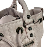 Balenciaga Baby Pink Leather Pompon Moto City 2Way Bucket Bag
