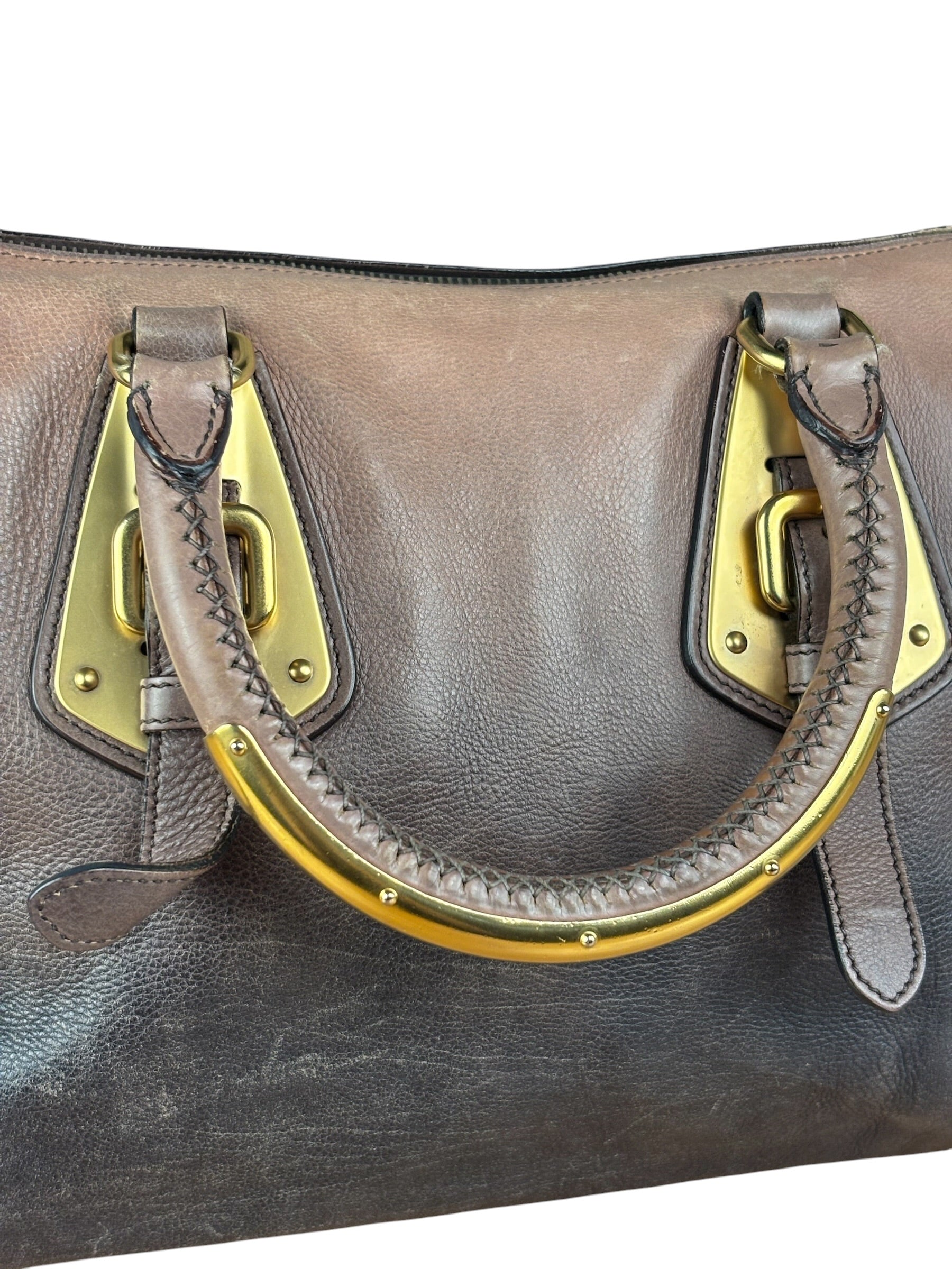 Prada Bicolor Cervo Ombre Leather Top Handle Bag