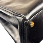 Hermes Black Box Leather Kelly 32 Handbag 1979