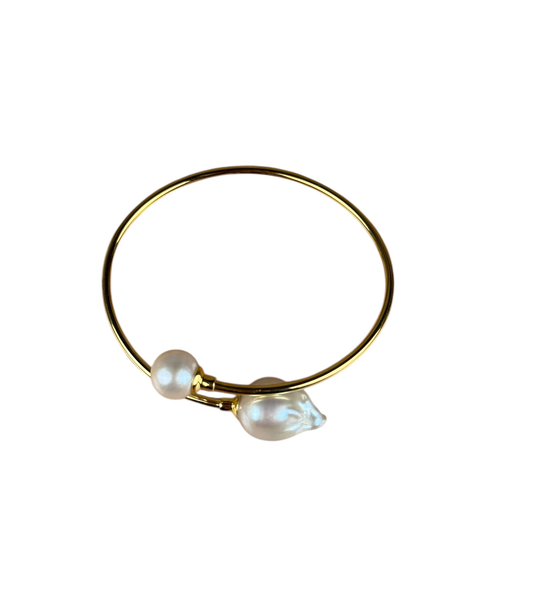 Gold-Toned Real Pearl Wrap Bangle Bracelet