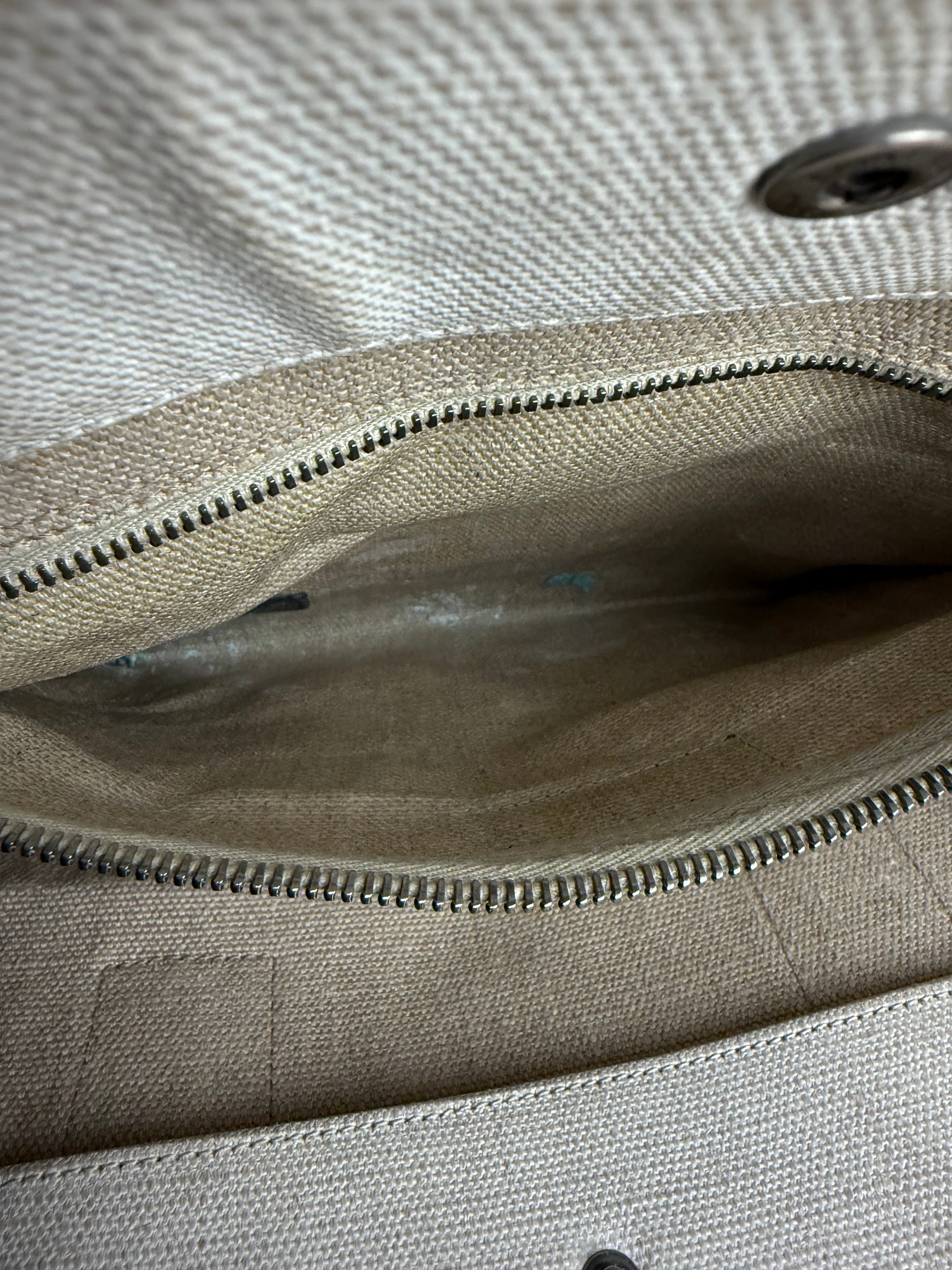 Saint Laurent Beige Canvas Rive Gauche Tote Bag