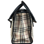 Burberry Vintage Leather Trim House Check Top Handle Bag