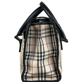 Burberry Vintage Leather Trim House Check Top Handle Bag