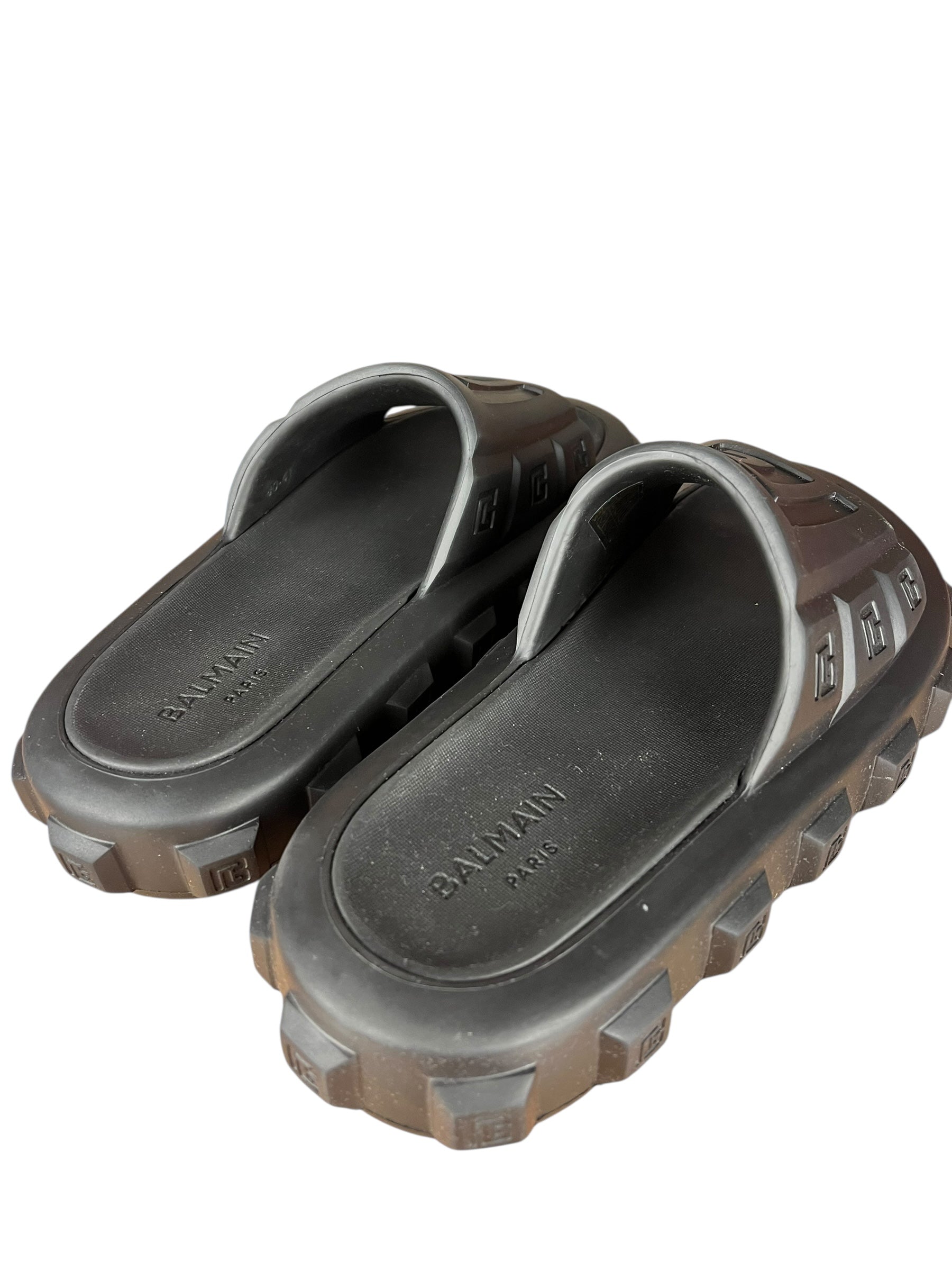 Balmain Ari Black Rubber Sandals