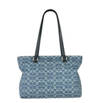 Coach Blue Leather Trim/Denim Signature Station Shoulder Bag