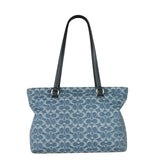Coach Blue Leather Trim/Denim Signature Station Shoulder Bag