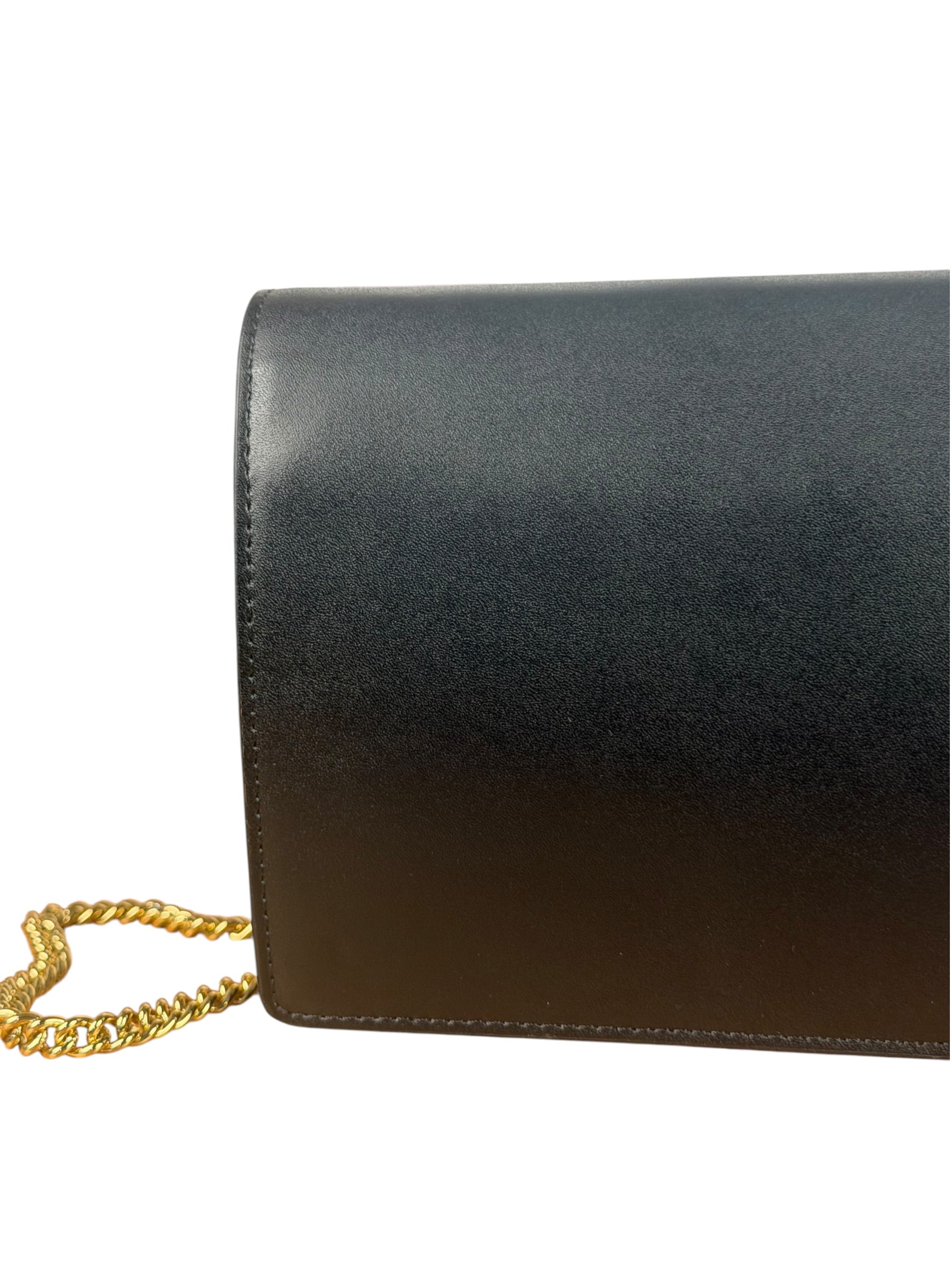 Fendi Black Leather Envelope Wallet On Chain