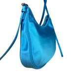 Balenciaga Blue Satin/Leather Trim Leopolda Small Hobo Bag