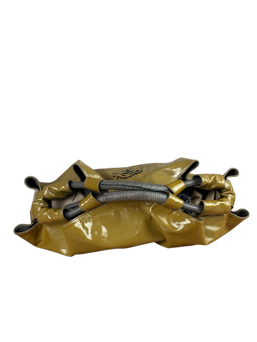 Loewe Anagram Patent Olive Leather Top Handle Bag