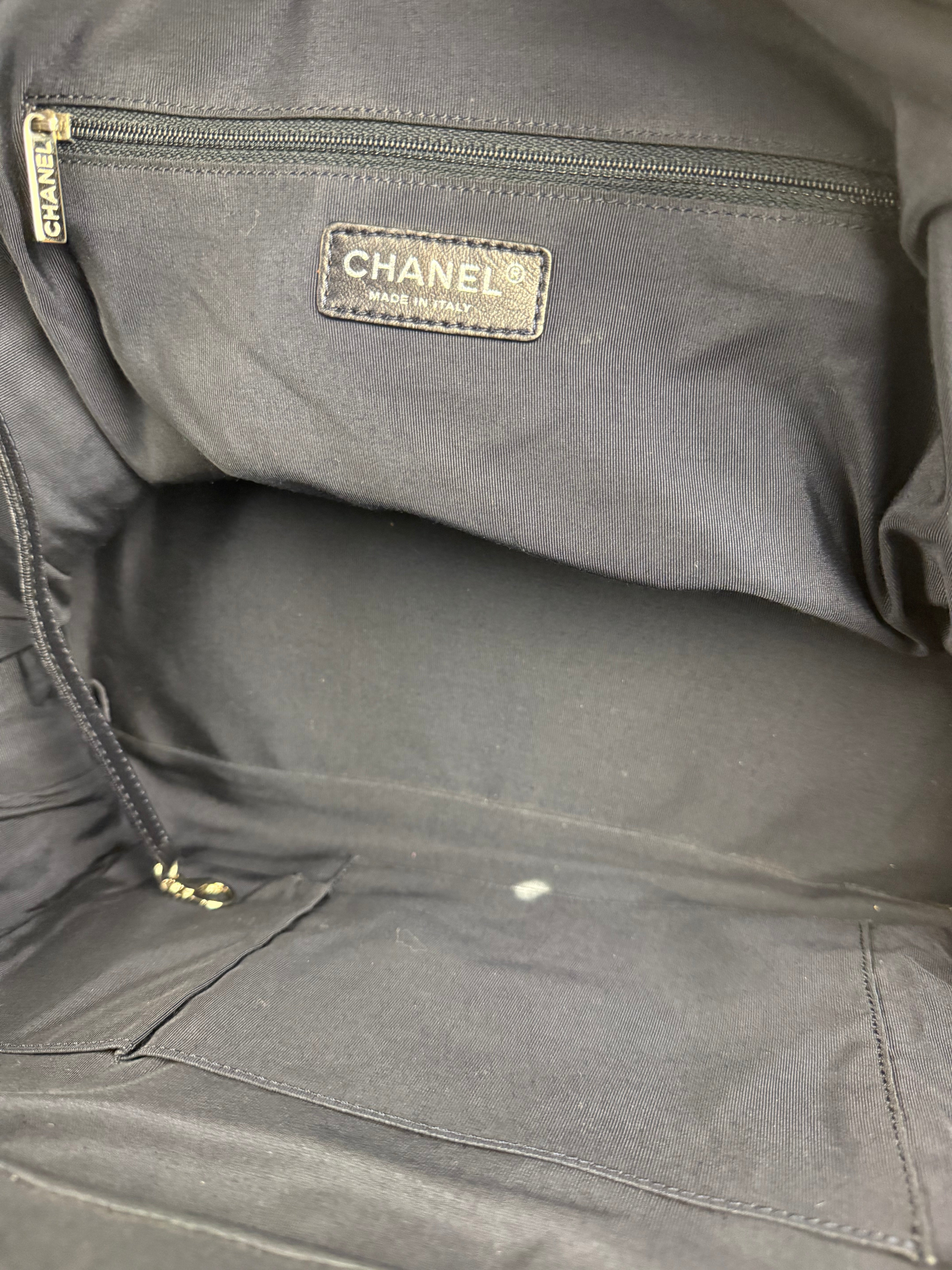 Chanel Navy Quilted Leather Lido Chain Shoulder Tote 2009
