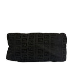 Fendi Black Leather Trim Zucca Baguette