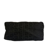 Fendi Black Leather Trim Zucca Baguette