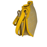 Fendi Yellow Leather Trim Zucca Crossbody Bag