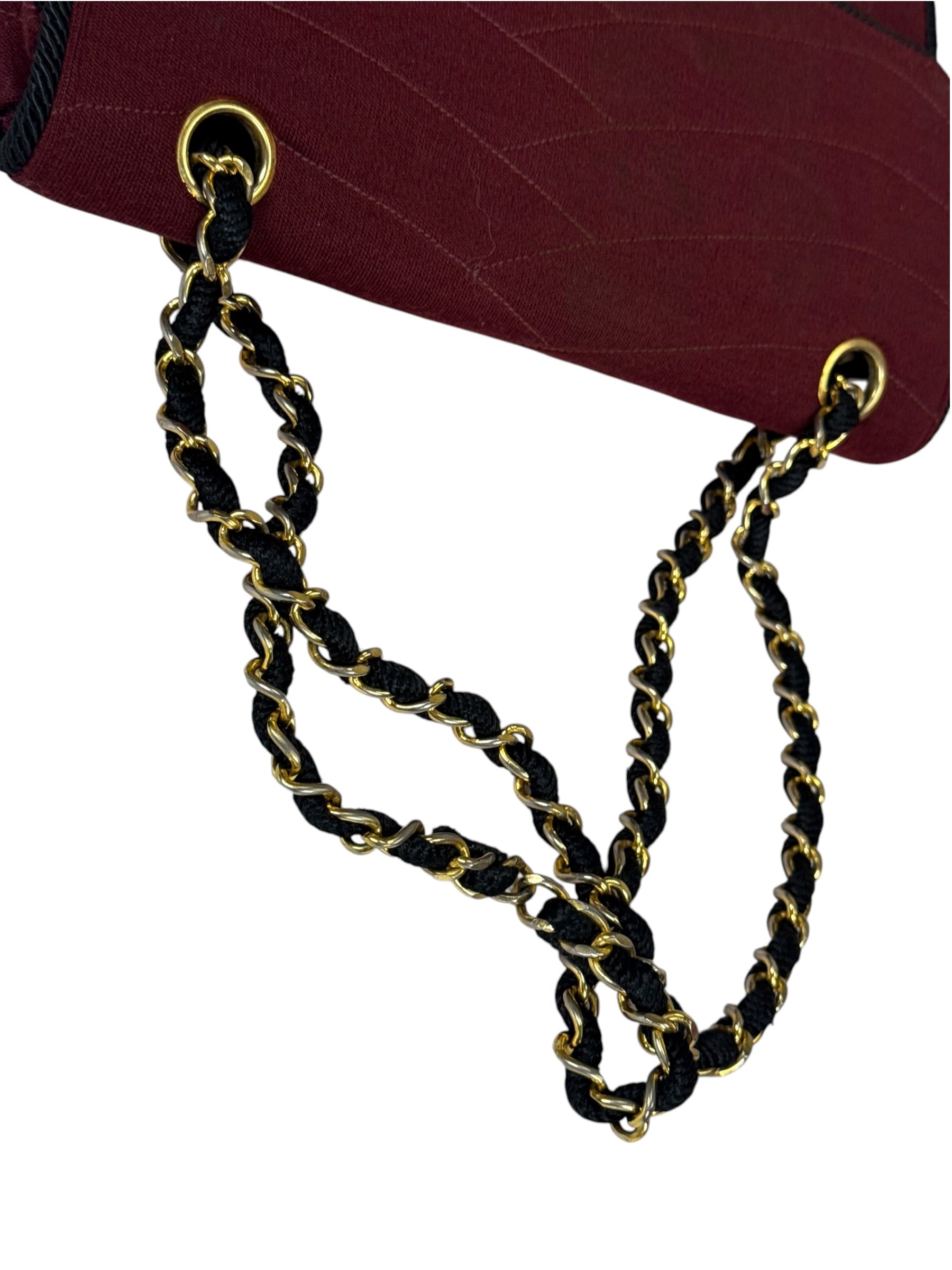 Chanel Vintage Burgundy Cotton Pairs-Seoul Pagoda Flap Bag