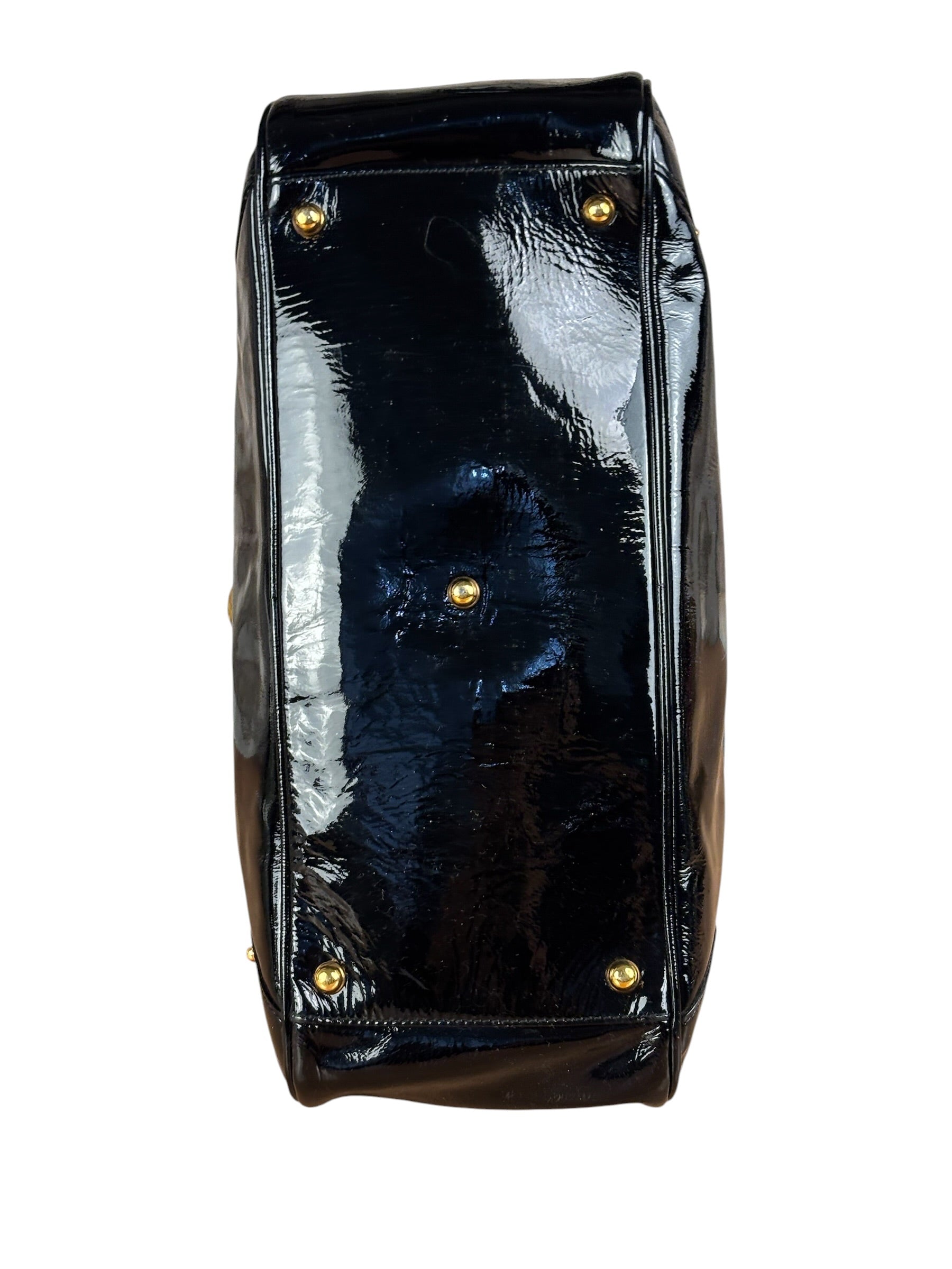 Gucci Black Patent Leather Horsebit Wave Shoulder Bag