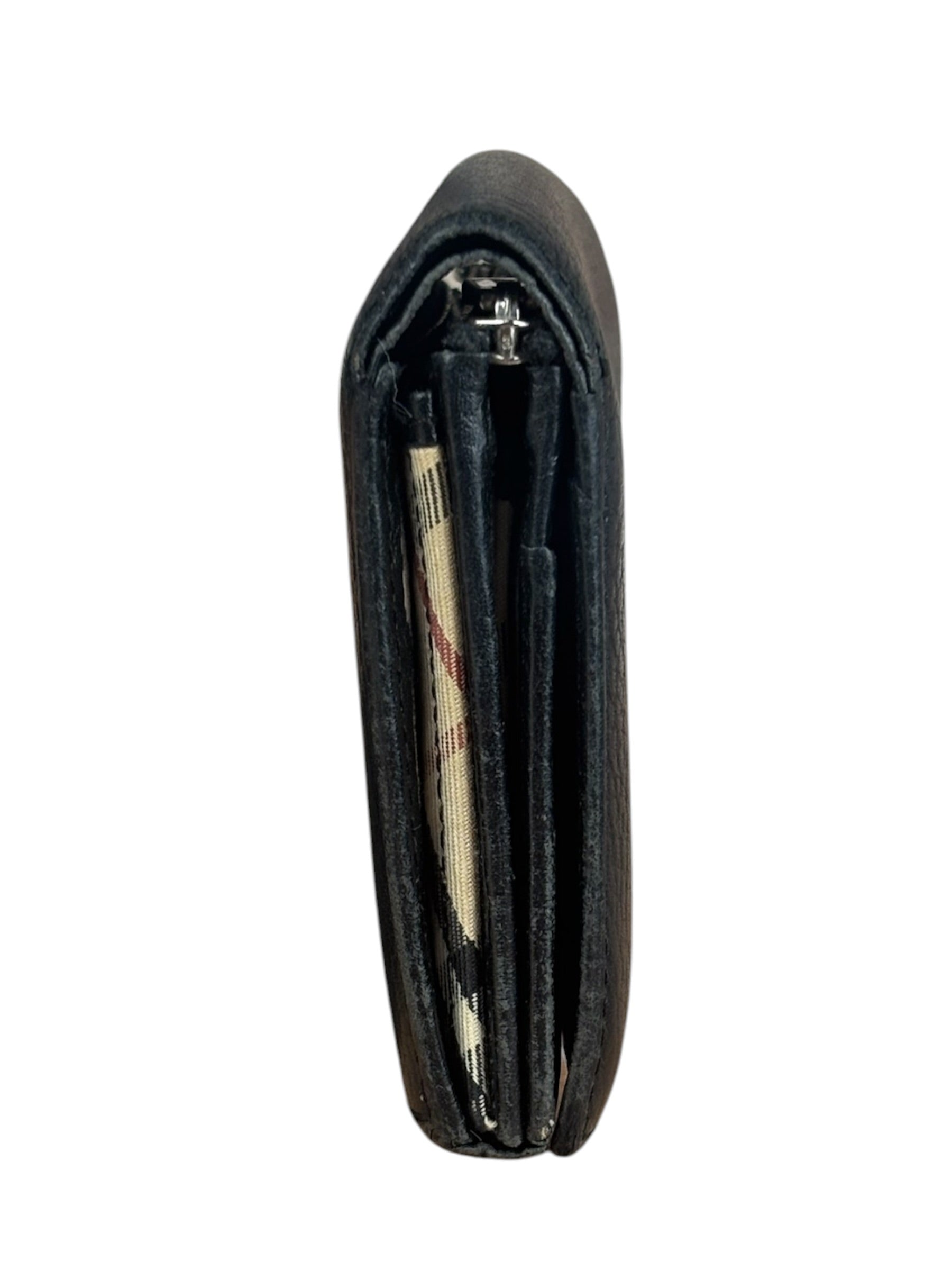 Burberry Black Leather Pebbled Folding Coin/Card Holder