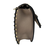 Valentino Neutral Garavani Calfskin Rockstud Crossbody Bag