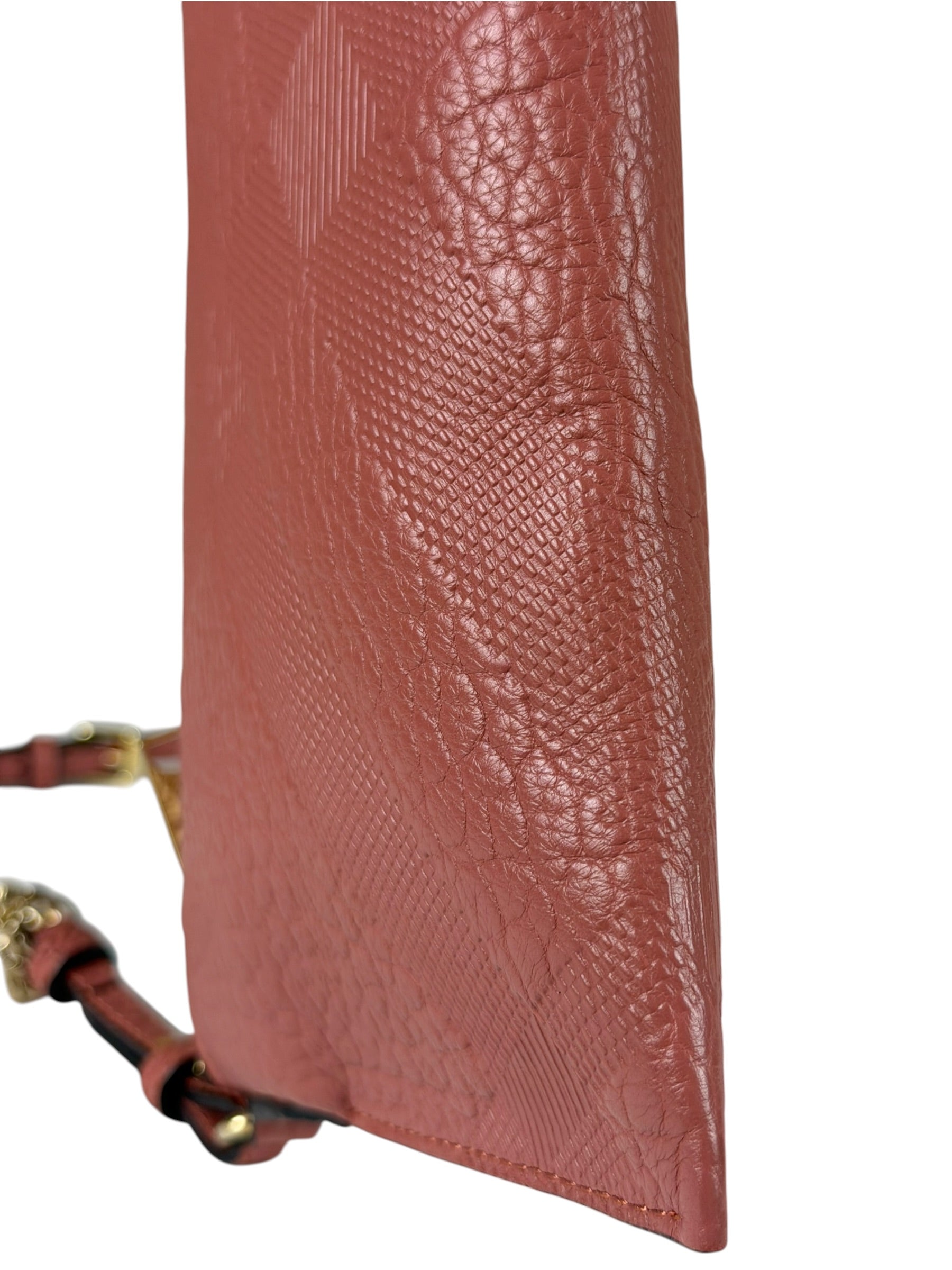 Burberry Pale Orchid Pink Leather Check-Embossed Peyton Crossbody
