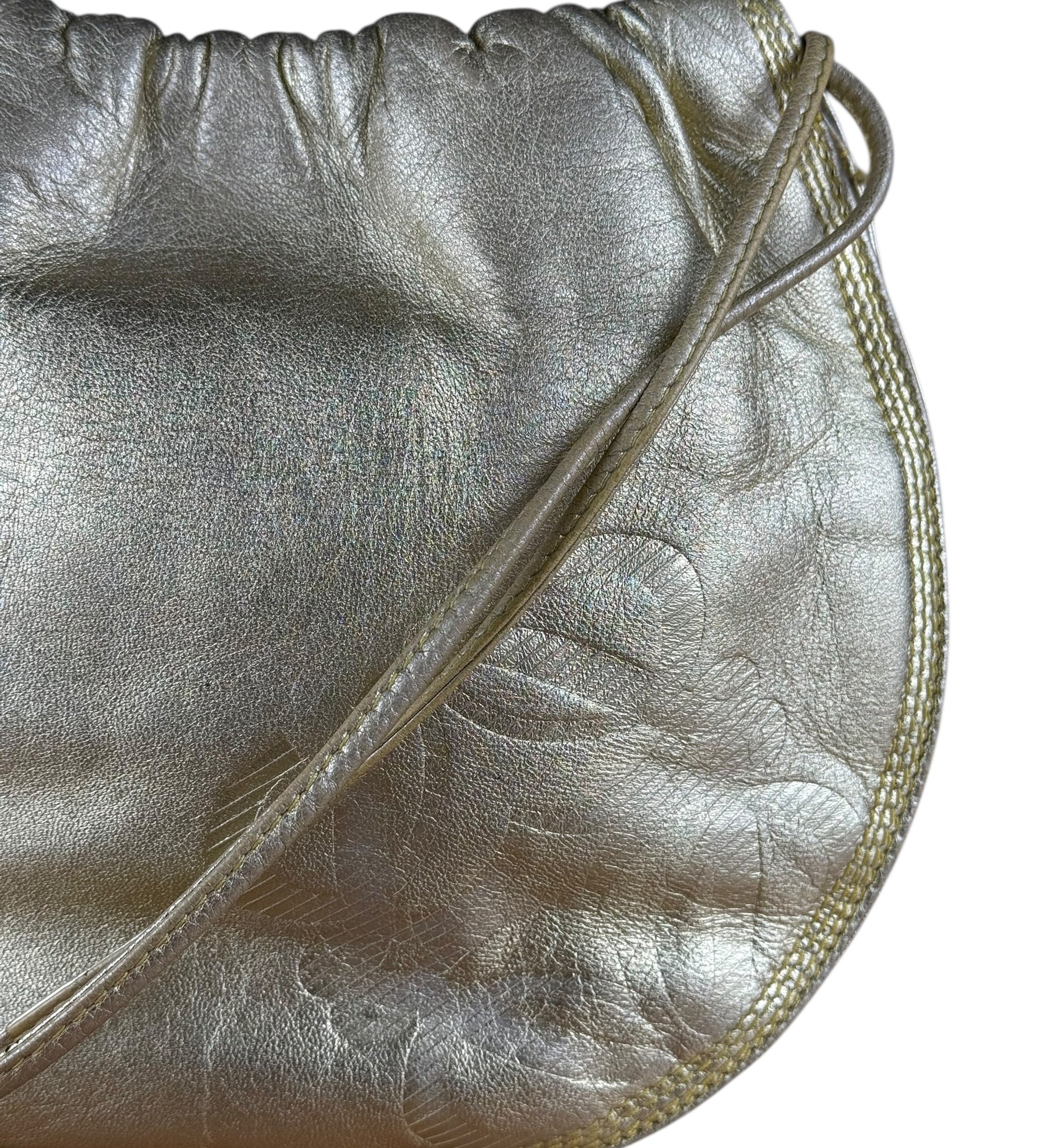 Loewe Gold Leather Anagram Shoulder Bag