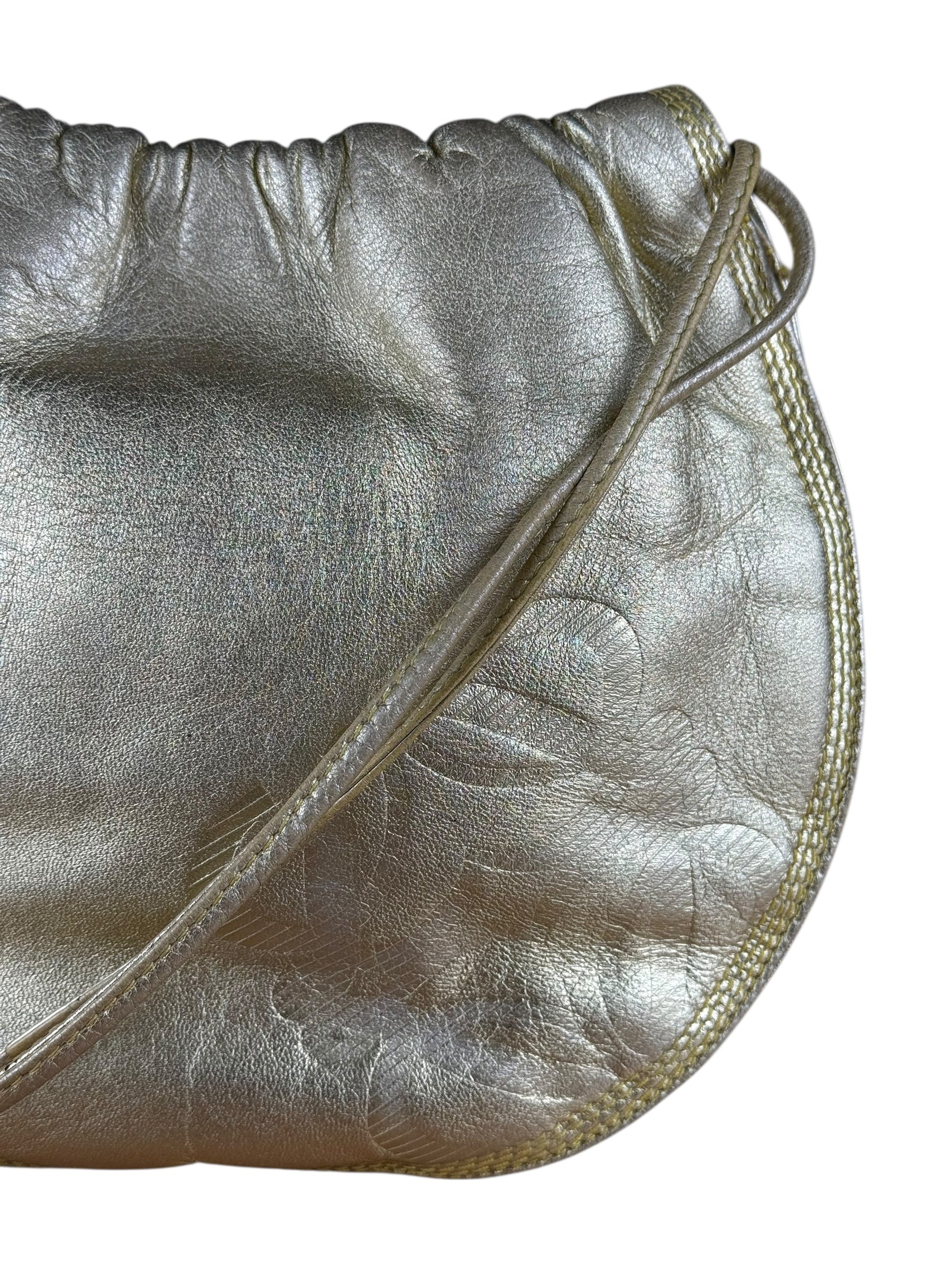 Loewe Gold Leather Anagram Shoulder Bag