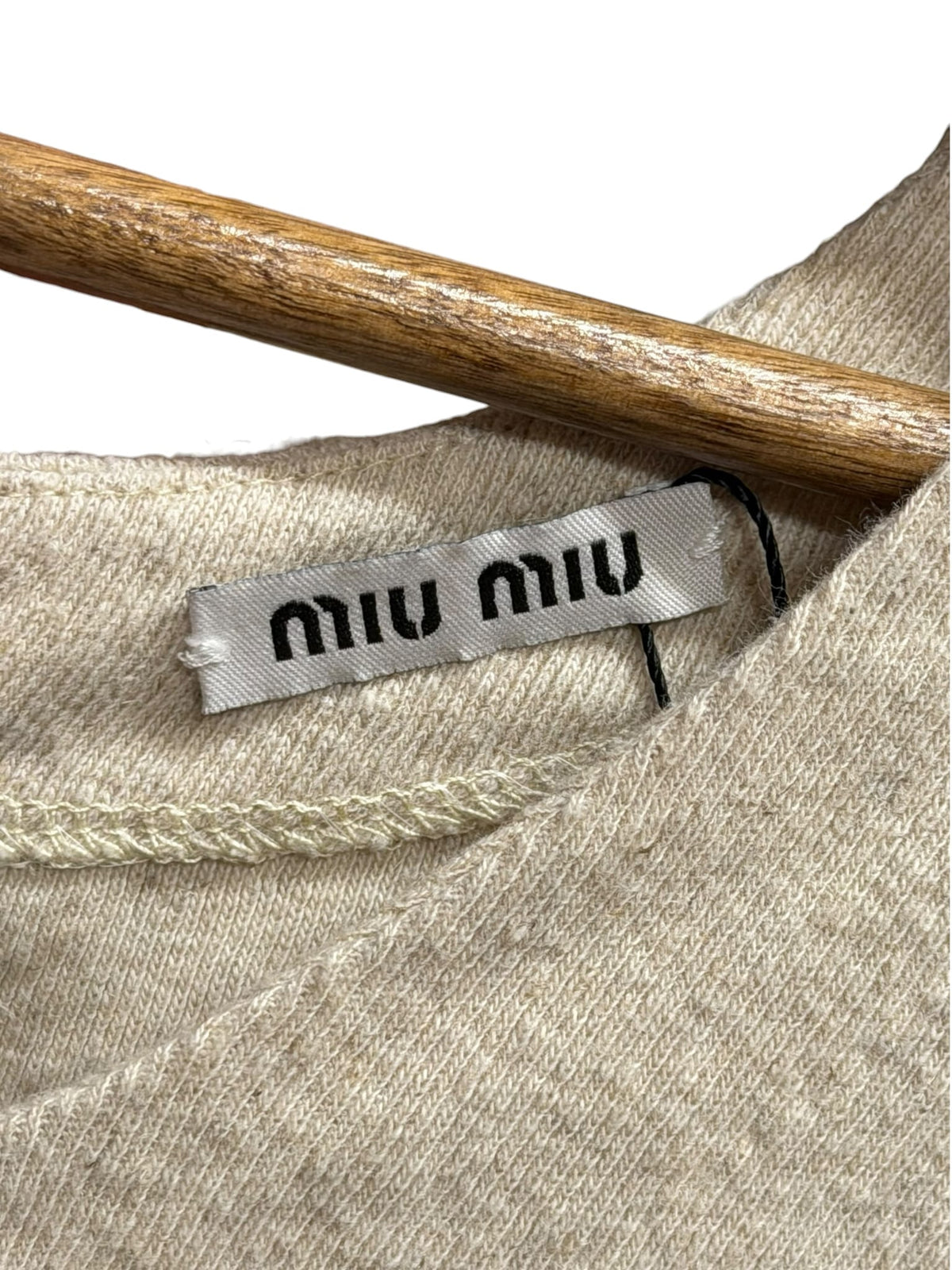 Miu Miu Pink/Beige Cotton Blend Ribbon Back Top