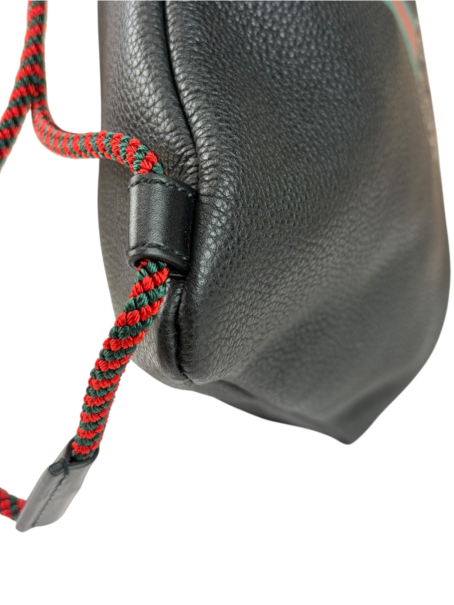 Gucci Black Leather Drawstring Backpack