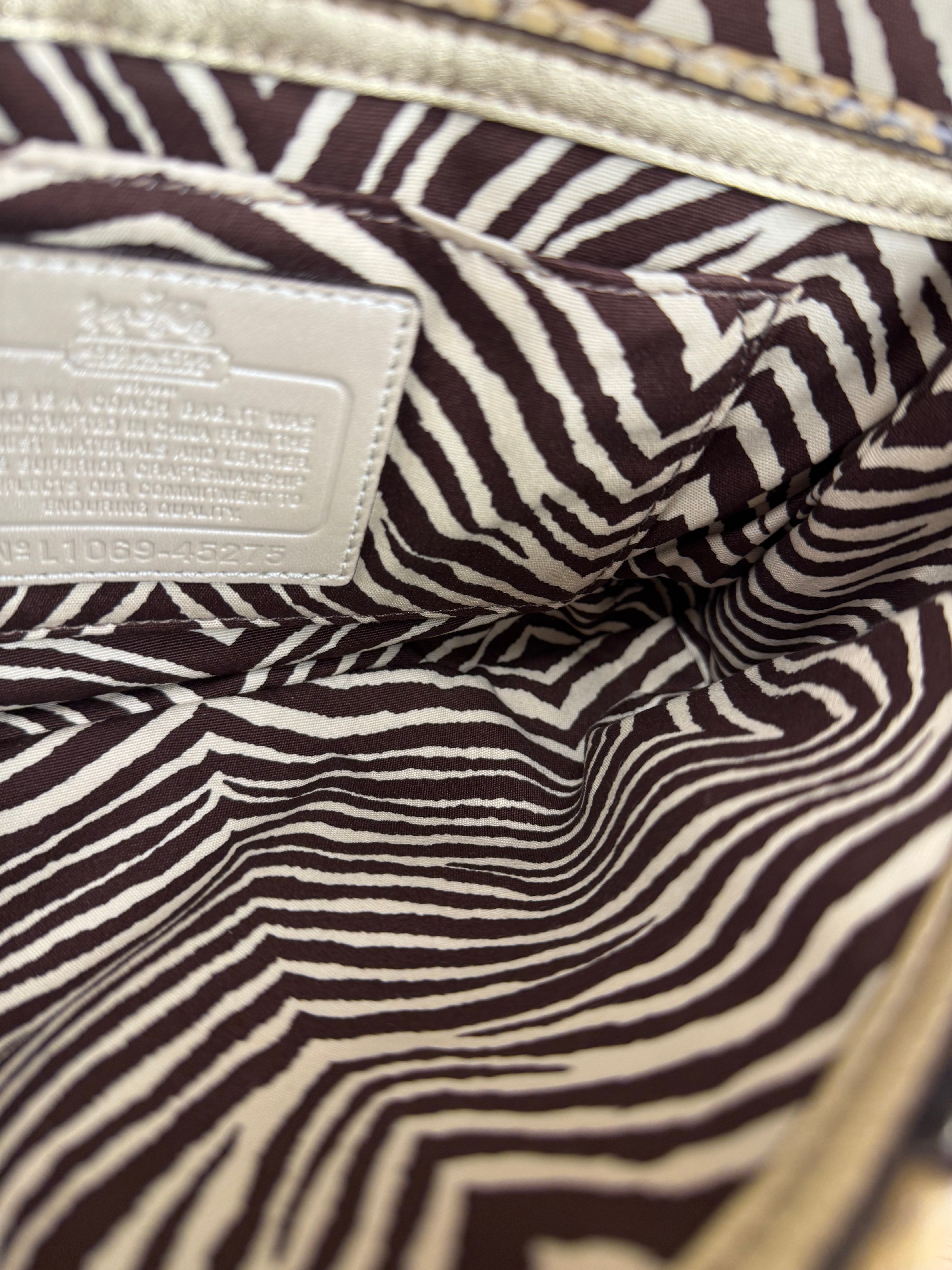 Coach Python-Trimmed Straw Natalie Wristlet