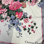 Christian Dior Pink/Grey Silk Floral Scarf