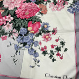 Christian Dior Pink/Grey Silk Floral Scarf