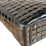 Chanel Vintage Black Patent Leather Chocolate Bar Pyramidal Tote Bag 2002