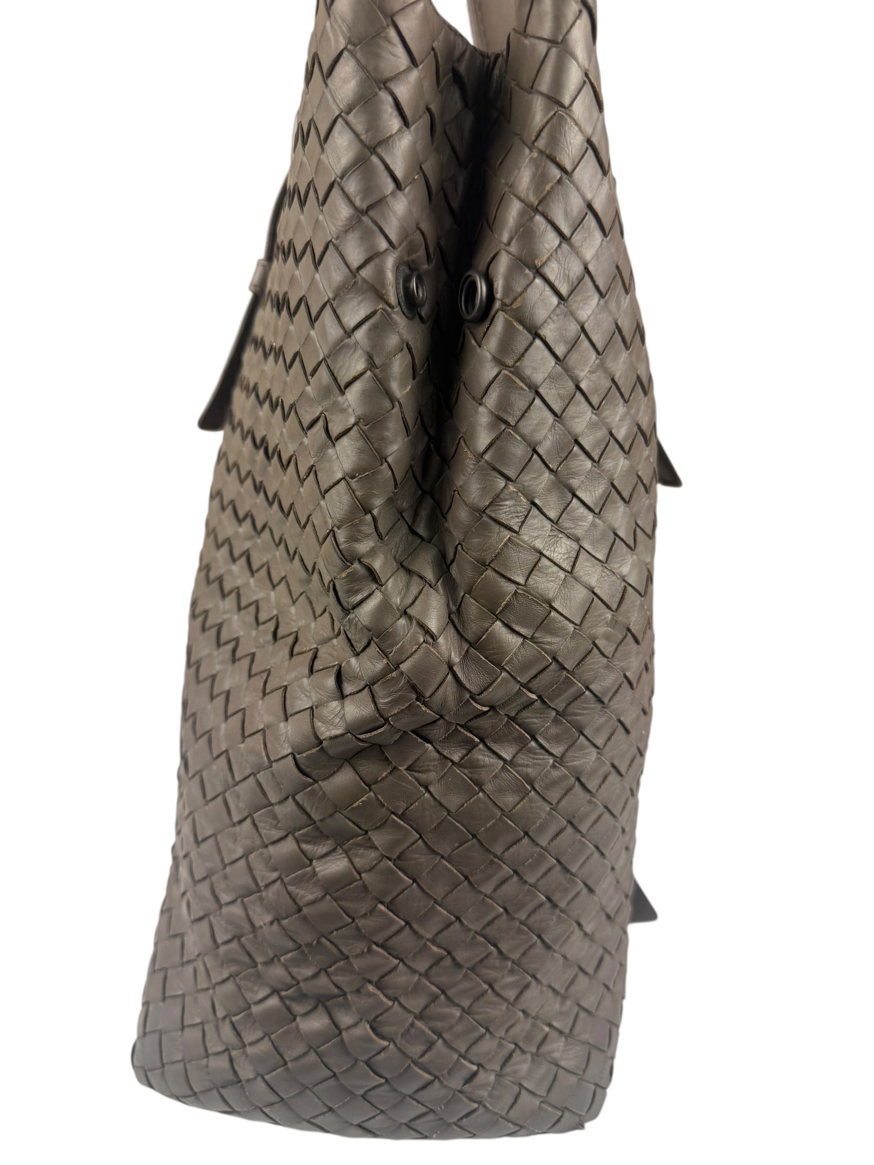 Bottega Veneta Gray Nappa Leather Intrecciato Tote Bag