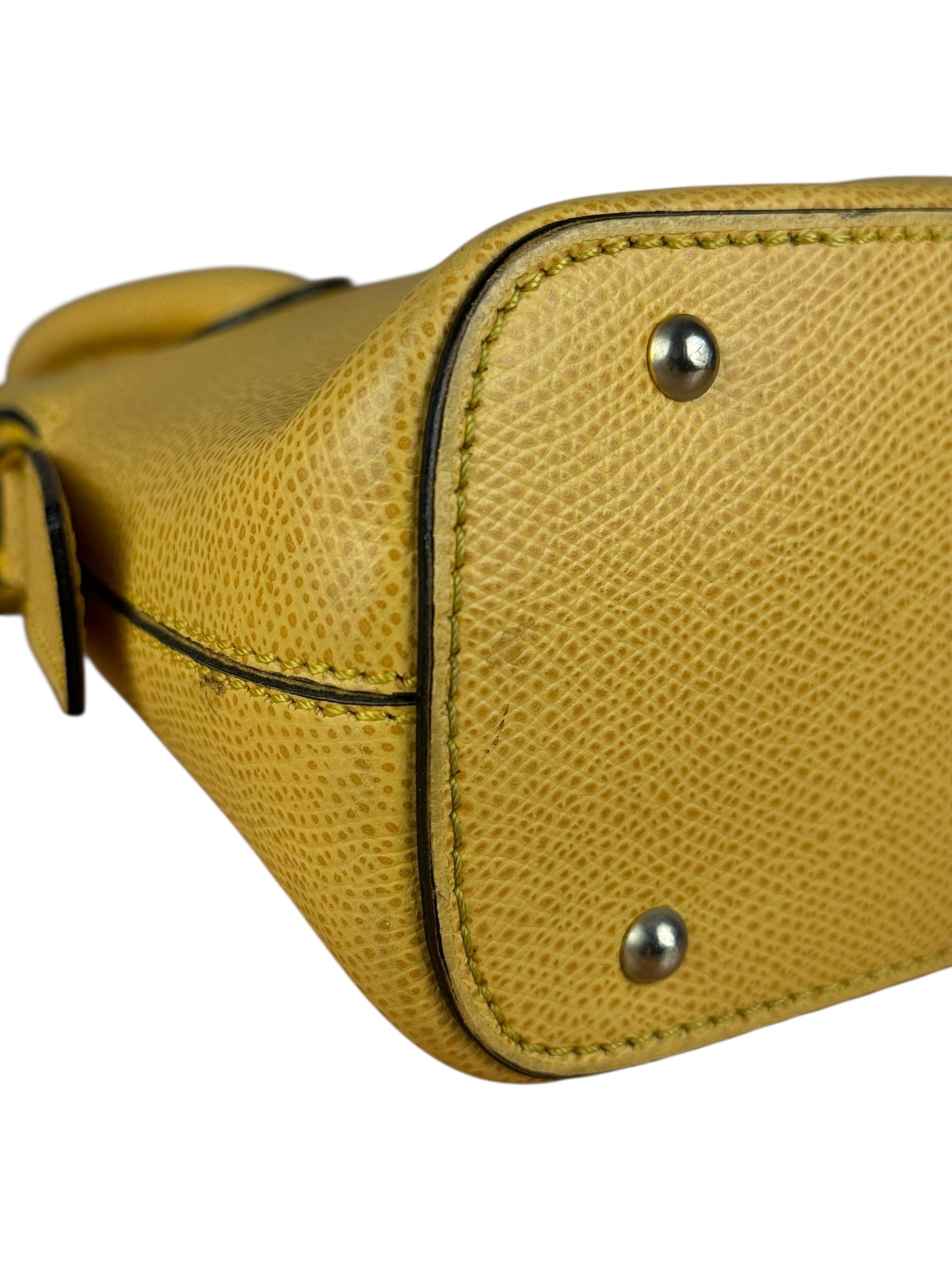 Celine Yellow Leather Dome 2Way Handbag