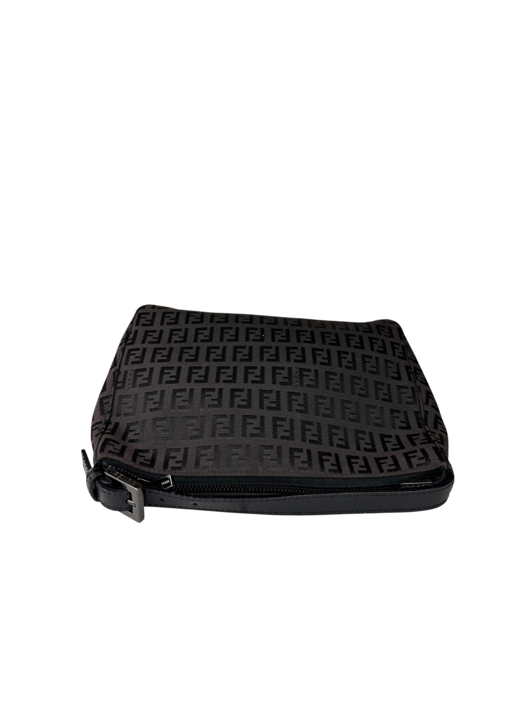 Fendi Vintage Black Zucchino Mini Oyster Pochette
