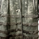 Vintage Black Suede/Leather Fur-Line Long Coat