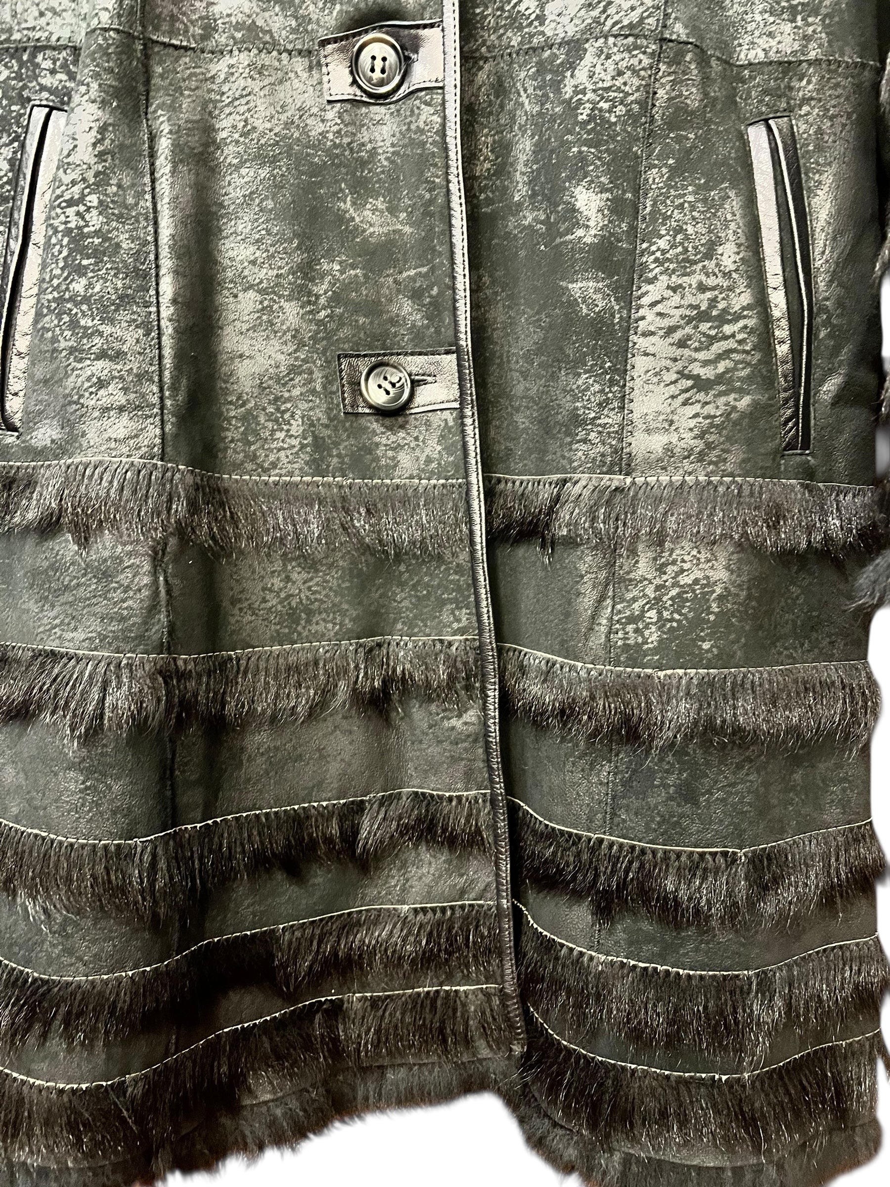 Vintage Black Suede/Leather Fur-Line Long Coat