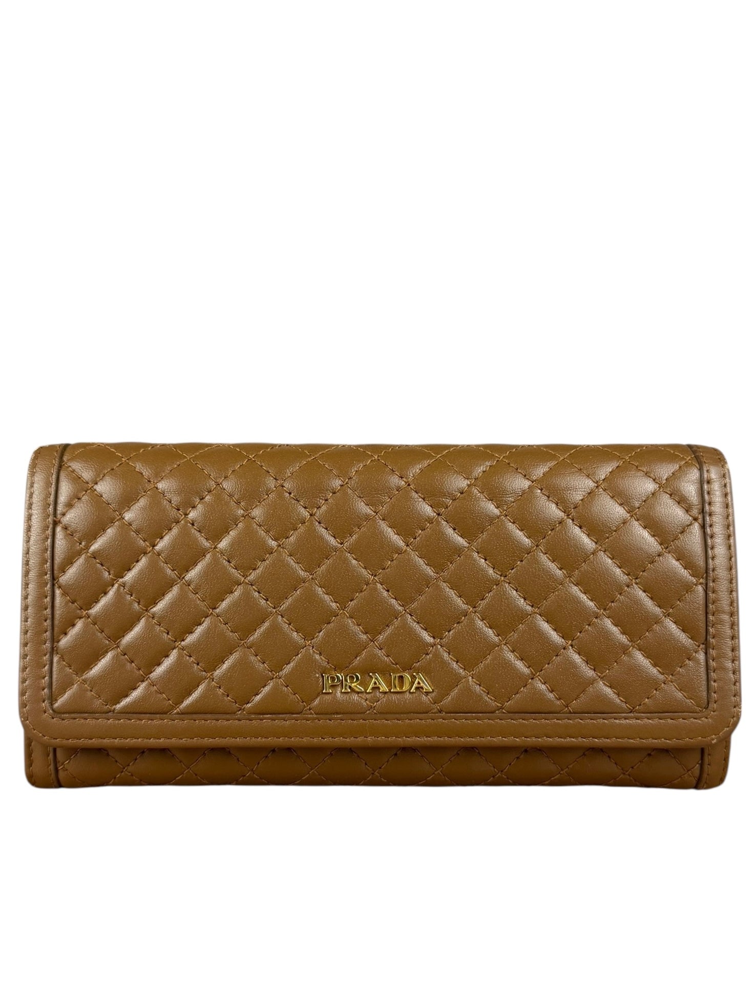 Prada Brown Quilted Leather Long Wallet