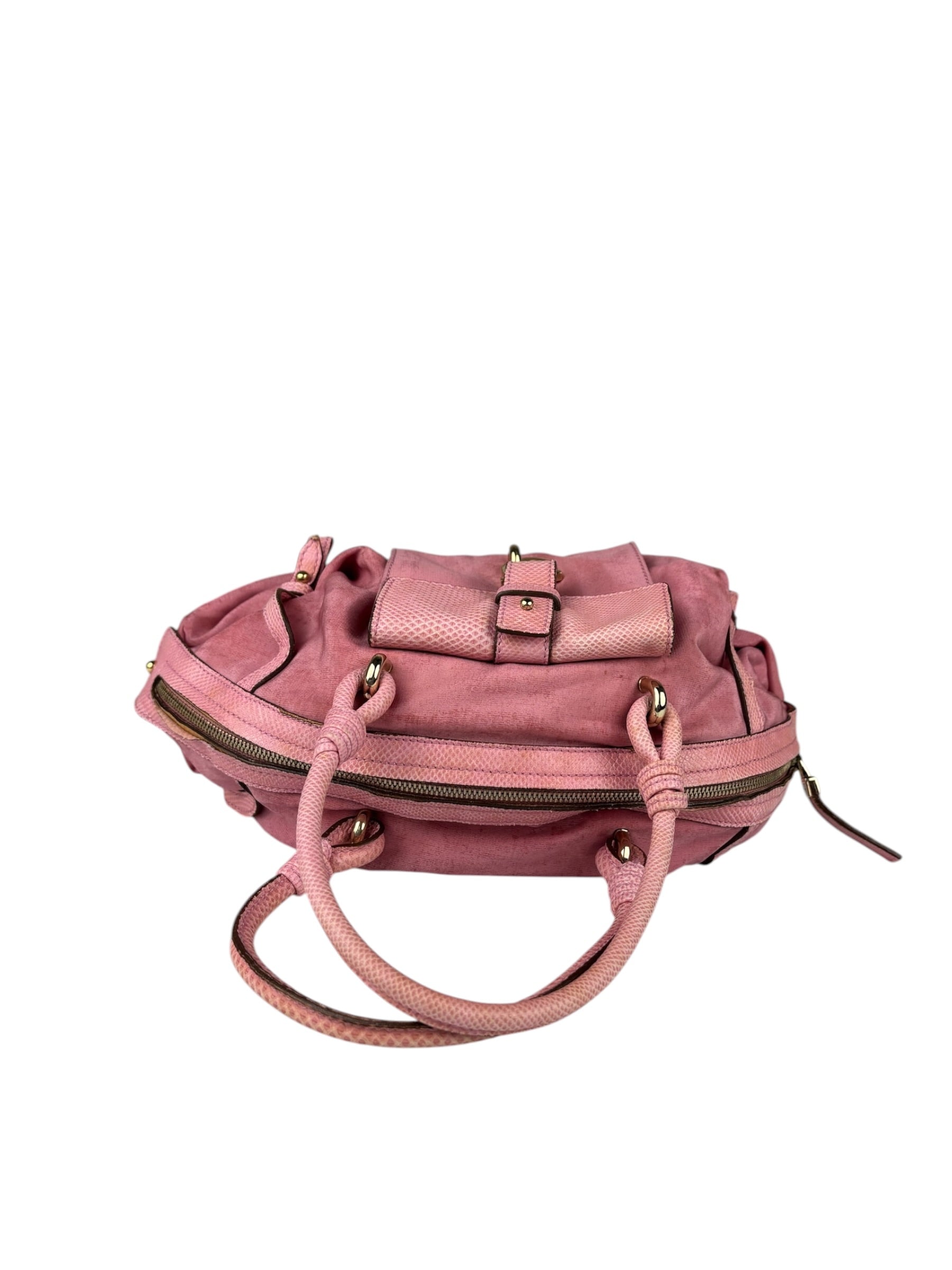 Salvatore Ferragamo Pink Nylon/Leather Bowler Bag