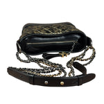 Chanel Metallic Gold/Black Leather Small Gabrielle Hobo Bag 1992
