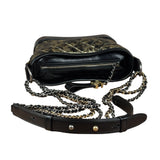 Chanel Metallic Gold/Black Leather Small Gabrielle Hobo Bag 1992