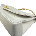 Chanel Vintage White Leather Diana Flap Shoulder Bag 1989