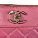 Chanel Pink Quilted Leather Zip Wallet on Chain Bag 2018