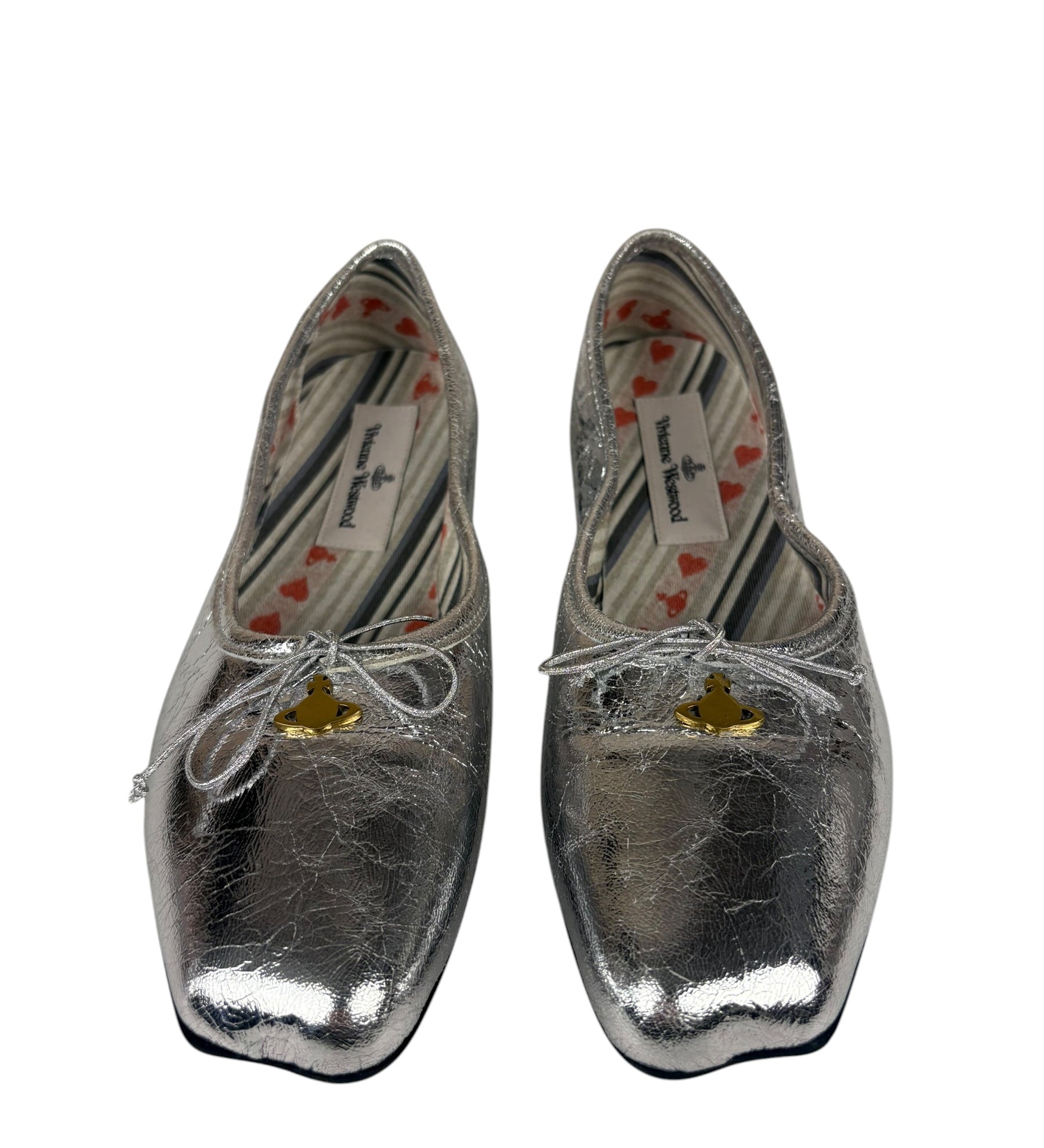 Vivienne Westwood Silver Bow Ballet Flats