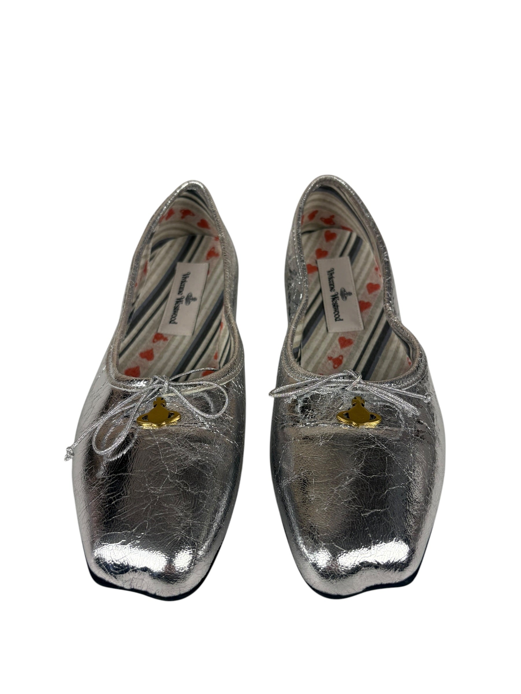 Vivienne Westwood Silver Bow Ballet Flats